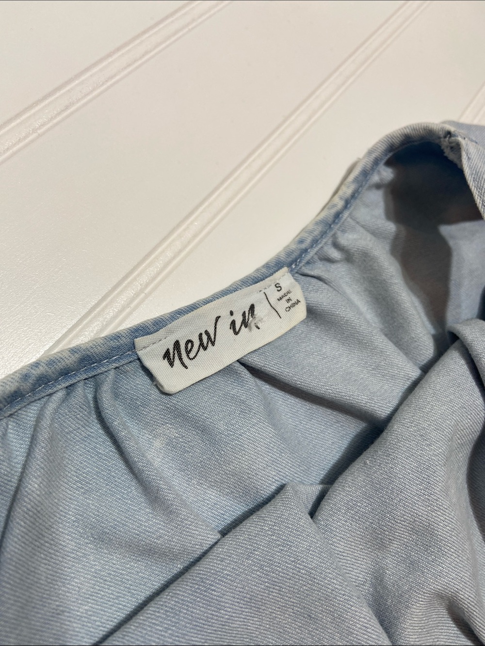 Cottagecore Light Denim Babydoll Mini Dress Size S Frayed Ruffle Hem Western - Picture 5 of 10